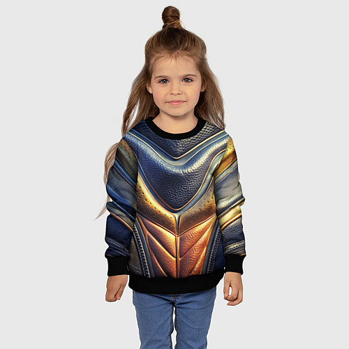 Детский свитшот Футуристический текстурный костюм из кожи / 3D-Черный – фото 4