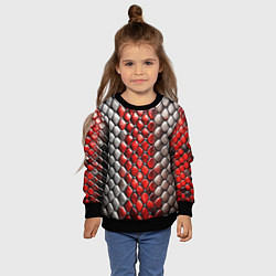 Свитшот детский Змеиная объемная текстурная красная шкура, цвет: 3D-черный — фото 2