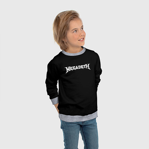 Детский свитшот Megadeth logo white / 3D-Меланж – фото 3