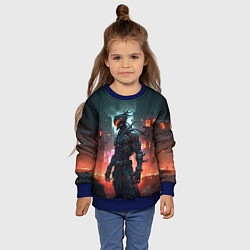 Свитшот детский Киборг с оранжевым забралом, цвет: 3D-синий — фото 2