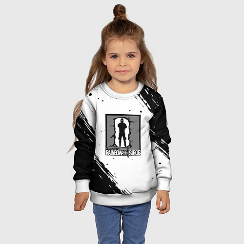 Детский свитшот Rainbow six текстура лого шутер / 3D-Белый – фото 4