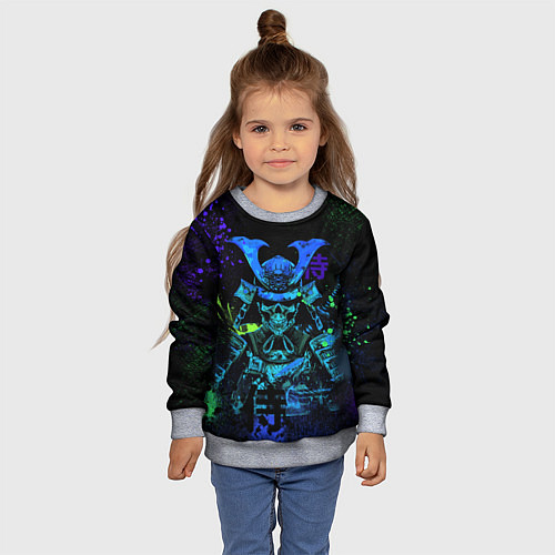 Детский свитшот Дух череп - самурай / 3D-Меланж – фото 4