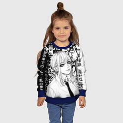 Свитшот детский Макима аниме черно белое, цвет: 3D-синий — фото 2