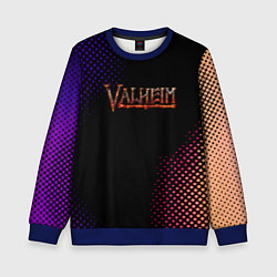 Свитшот детский Valheim logo pattern, цвет: 3D-синий