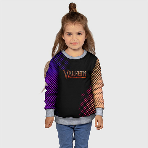 Детский свитшот Valheim logo pattern / 3D-Меланж – фото 4