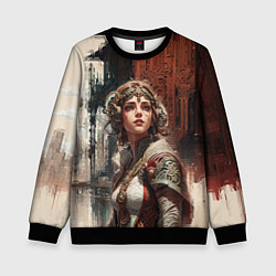Детский свитшот Девушка на фоне футуристичного города