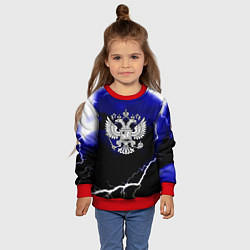 Свитшот детский Россия шторм и молнии, цвет: 3D-красный — фото 2
