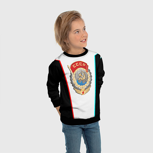 Детский свитшот Герб РФ текстура / 3D-Черный – фото 3