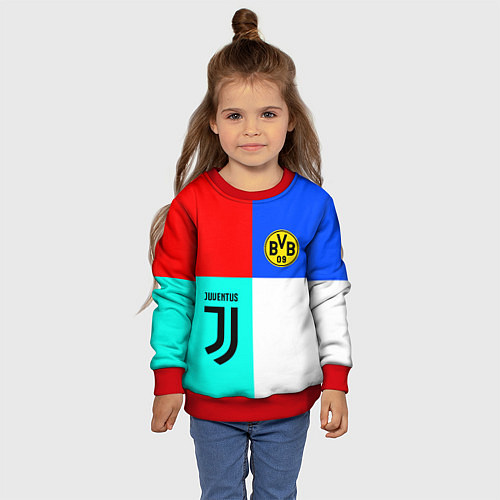 Детский свитшот Juventus x Borussia / 3D-Красный – фото 4