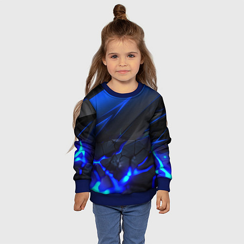 Детский свитшот Синяя абстракция с плитами / 3D-Синий – фото 4