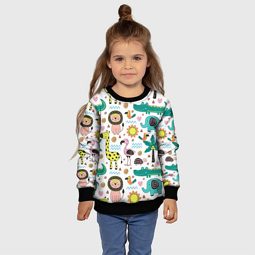 Детский свитшот Животные джунглей / 3D-Черный – фото 4