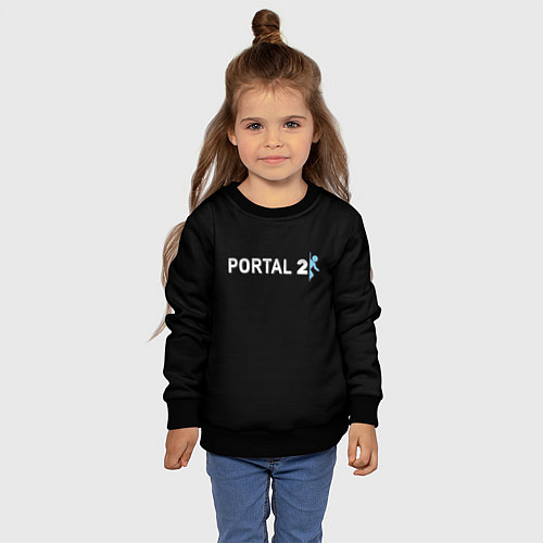 Детский свитшот Portal 2 logo / 3D-Черный – фото 4