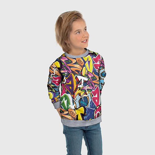 Детский свитшот Буква т в граффити / 3D-Меланж – фото 3