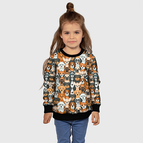 Детский свитшот Мультяшные собачки / 3D-Черный – фото 4
