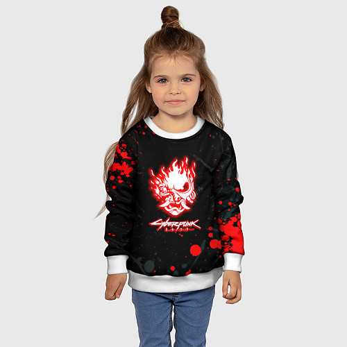 Детский свитшот Samurai flame logo / 3D-Белый – фото 4