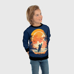 Свитшот детский Девушка сёрфер, цвет: 3D-черный — фото 2