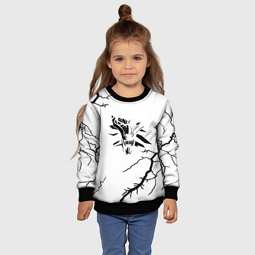 Детский свитшот Ведьмак лого шторм / 3D-Черный – фото 4