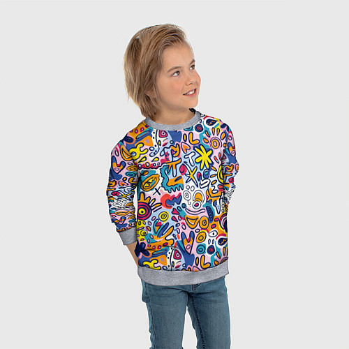 Детский свитшот Солнце и морские звёзды абстракция / 3D-Меланж – фото 3