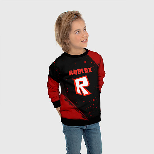 Детский свитшот Roblox текстура мобайл гейм / 3D-Черный – фото 3