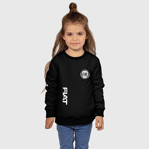 Детский свитшот FIAT logo white auto / 3D-Черный – фото 4