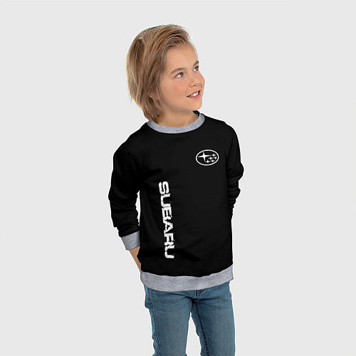 Детский свитшот Subaru logo white / 3D-Меланж – фото 3