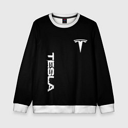 Свитшот детский Tesla logo white, цвет: 3D-белый