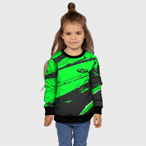 Детский свитшот Chery sport green / 3D-Черный – фото 4
