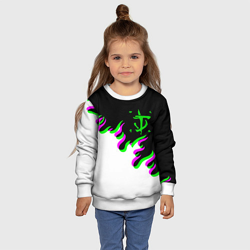 Детский свитшот Doom logo fire demon / 3D-Белый – фото 4