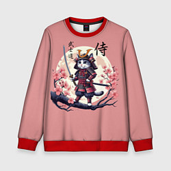 Свитшот детский Kitten samurai - bushido ai art, цвет: 3D-красный