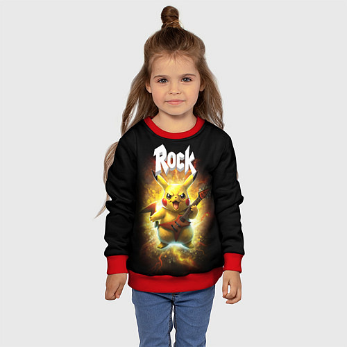Детский свитшот Пикачу рокер с электрогитарой / 3D-Красный – фото 4