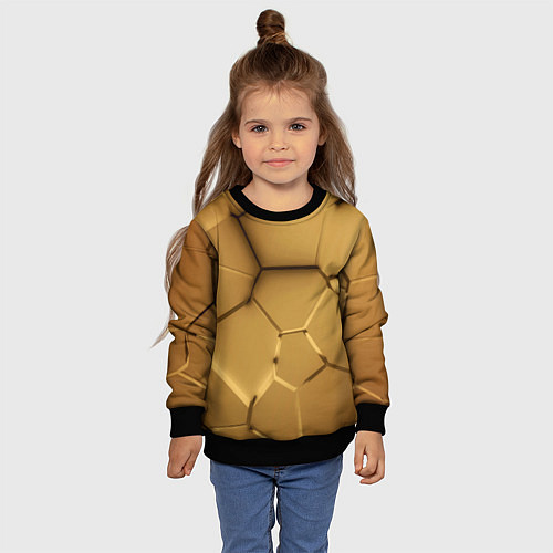Детский свитшот Золотые неоновые плиты в разломе / 3D-Черный – фото 4