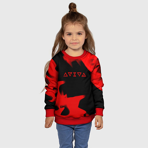 Детский свитшот Ведьмак лого огонь / 3D-Красный – фото 4