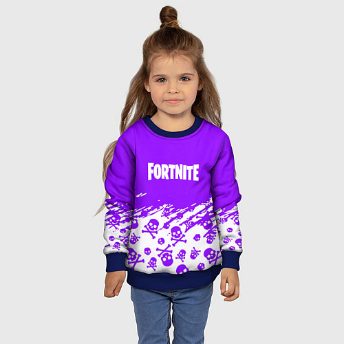 Детский свитшот Fortnite skull pattern / 3D-Синий – фото 4