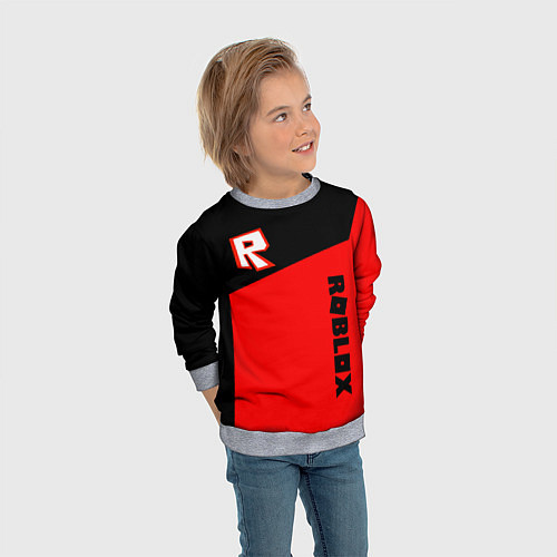 Детский свитшот Roblox geometry red / 3D-Меланж – фото 3