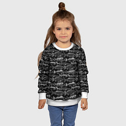 Свитшот детский Черно белые рыбы, цвет: 3D-белый — фото 2
