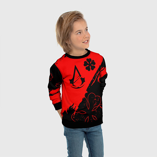Детский свитшот Assassins Creed logo clewer / 3D-Черный – фото 3