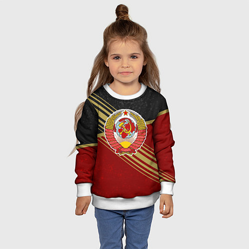 Детский свитшот Советский - Герб СССР / 3D-Белый – фото 4