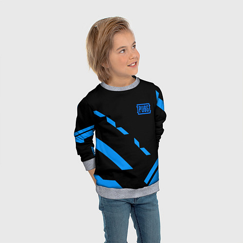 Детский свитшот PUBG blue geometry / 3D-Меланж – фото 3