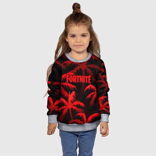 Детский свитшот Fortnite tropic red / 3D-Меланж – фото 4