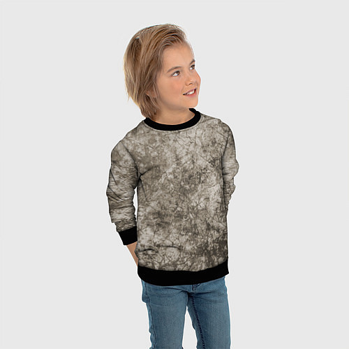 Детский свитшот Абстракция - серый грязный гранж / 3D-Черный – фото 3