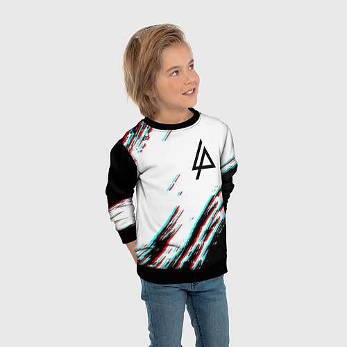 Детский свитшот Linkin park краски глитч / 3D-Черный – фото 3