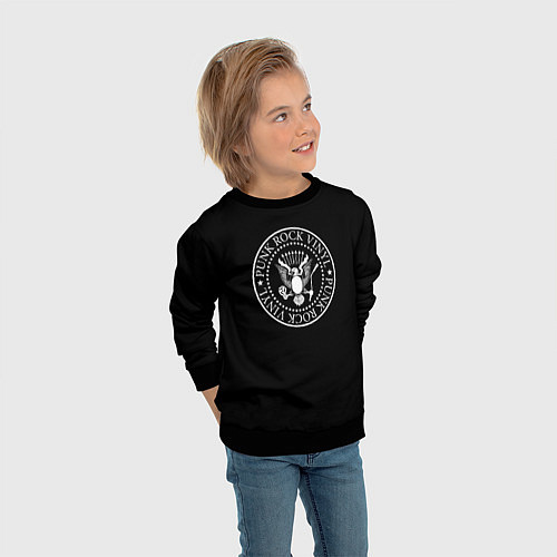 Детский свитшот Ramones logo rock / 3D-Черный – фото 3