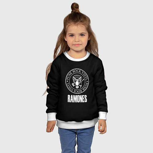 Детский свитшот Ramones rock logo / 3D-Белый – фото 4