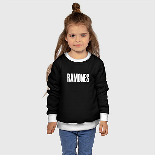 Детский свитшот Ramones white logo / 3D-Белый – фото 4
