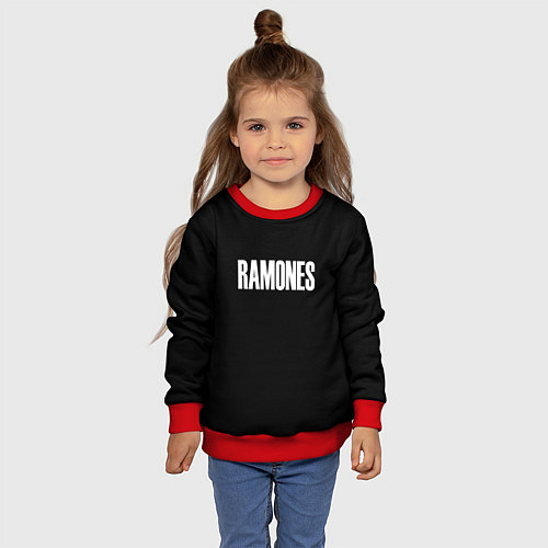 Детский свитшот Ramones white logo / 3D-Красный – фото 4