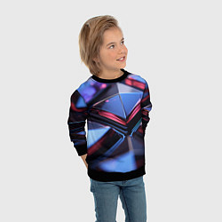 Свитшот детский Абстрактные фиолетовые плиты со свечением, цвет: 3D-черный — фото 2