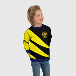 Свитшот детский Россия текстура жёлтый, цвет: 3D-синий — фото 2