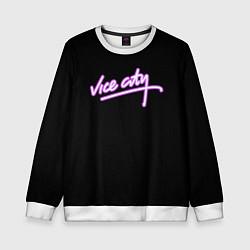 Свитшот детский Vice city logo neon, цвет: 3D-белый