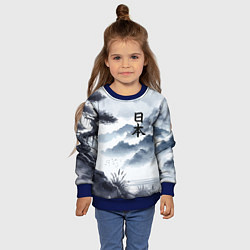 Свитшот детский Японский пейзаж - нейросеть, цвет: 3D-синий — фото 2