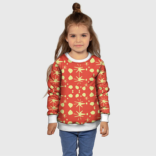 Детский свитшот Лимонные пятна на красном цвете Фиеста / 3D-Белый – фото 4